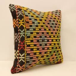 Handmade Wool Kilim Pillow Cover Ethnic Home Decor - 18x18 - thumbnail 2