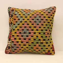 Handmade Wool Kilim Pillow Cover Ethnic Home Decor - 18x18 - thumbnail 1