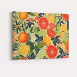 Tropical Citrus & Grapefruit Botanical Garden Pattern Canvas Wall Art Print Decor Picture Ready To Hang - thumbnail 4