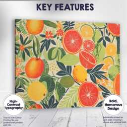 Tropical Citrus & Grapefruit Botanical Garden Pattern Canvas Wall Art Print Decor Picture Ready To Hang - thumbnail 1