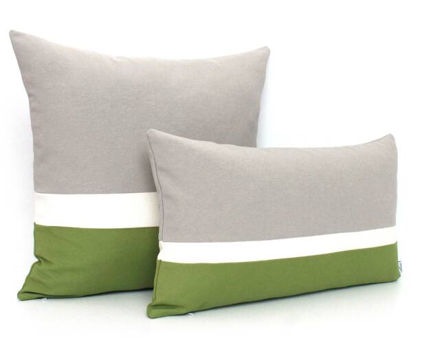Grass Green, Cream & Grey Colorblock Pillow Covers - All Sizes, Home Gifts For You - image 1