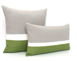 Grass Green, Cream & Grey Colorblock Pillow Covers - All Sizes, Home Gifts For You - thumbnail 1