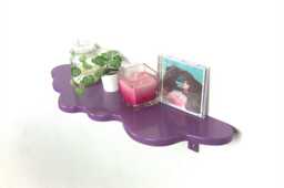 Handmade Wavy Shelf - Violet Shelf, Plant Colorful Home Decor, Wall Mounted Danish Pastel - thumbnail 1