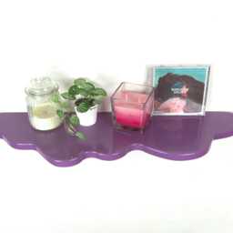 Handmade Wavy Shelf - Violet Shelf, Plant Colorful Home Decor, Wall Mounted Danish Pastel - thumbnail 3