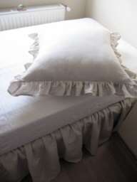 Linen Bedskirt, Twin Xl Full, Queen King Linen Dust Ruffle Bed Skirt Solid Gray Pink Ivory White Beige Denim Blue Dorm Bedding Nurdanceyiz - thumbnail 1