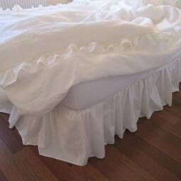 Linen Bedskirt, Twin Xl Full, Queen King Linen Dust Ruffle Bed Skirt Solid Gray Pink Ivory White Beige Denim Blue Dorm Bedding Nurdanceyiz - thumbnail 3