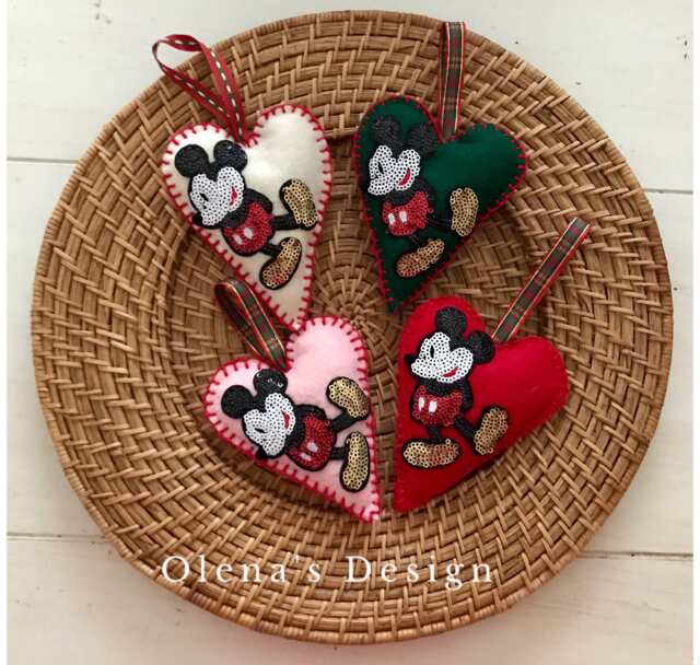 Felt Christmas Ornaments Felt Decoration Sequin Mickey Mouse One Ornament Heart Holiday Accessory D??cor Shower Baby Gift - image 1