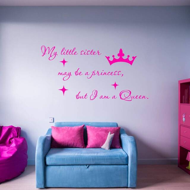 Vwaq My Little Sister May Be A Princess, But I Am Queen Vinyl Wall Quotes Decal - image 1