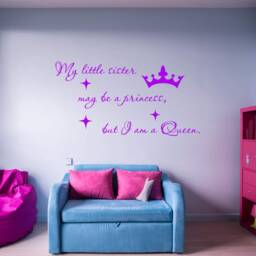 Vwaq My Little Sister May Be A Princess, But I Am Queen Vinyl Wall Quotes Decal - thumbnail 3