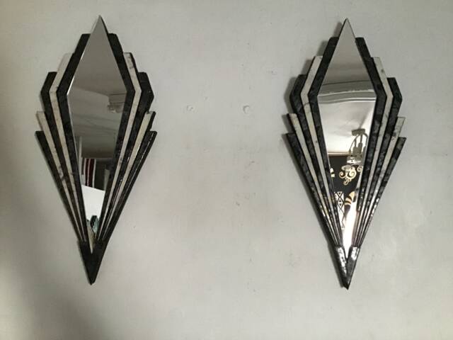 Art Deco Pair Of Stylish Mirrors Classic Design - image 1