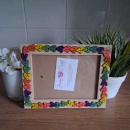 Rainbow Wooden Heart Button Photo Frame 5 X 7 Inches - thumbnail 2