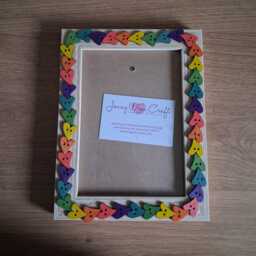 Rainbow Wooden Heart Button Photo Frame 5 X 7 Inches - thumbnail 3