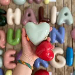 Handmade Ceramic Bubble Heart Decor - Custom Color Playful Shelf Accent - thumbnail 3