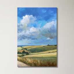 Countryside Landscape 3 Panel Split Canvas Wall Art Rolling Hills Road Abstract Oil Painting Framed Farmhouse Rustic Home Decor Gift - thumbnail 4