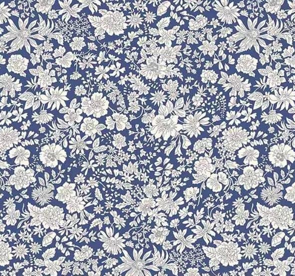 Liberty Floral Fitted Crib Sheet, Navy Blue Baby Bedding - image 1