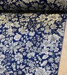 Liberty Floral Fitted Crib Sheet, Navy Blue Baby Bedding - thumbnail 3