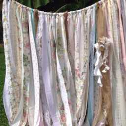 Rustic Garland Burlap & Lace Boho Ribbon Fabric Backdrop - Farmhouse Nursery, Curtain Shabby Chic Wedding - thumbnail 3