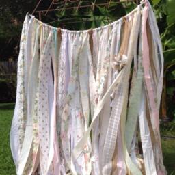 Rustic Garland Burlap & Lace Boho Ribbon Fabric Backdrop - Farmhouse Nursery, Curtain Shabby Chic Wedding - thumbnail 2