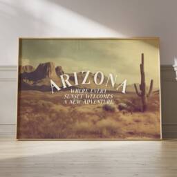 Retro Arizona Travel Print Desert Landscape Typography Poster - thumbnail 2
