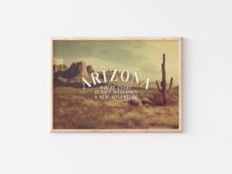 Retro Arizona Travel Print Desert Landscape Typography Poster - thumbnail 1