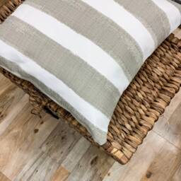 striped Outdoor Pillow Cover, Neutral Taupe & White, Water Resistant - thumbnail 2