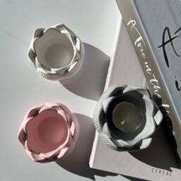 Handmade Lotus Tealight Candle Holder Concrete Trinket Dish - thumbnail 4