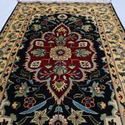 Beige 3'5x5'3 Ft Tribal Afghan Handmade Wool Rug, Medallion Heriz Area Turkmen Hand Knotted 3x5 Kitchen Bedroom Rug - thumbnail 3