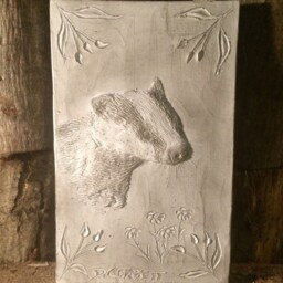 Badger Wall Sculpture, Badger Plaque, Composite Stone, Ornament, Kitchen Art, Woodland Animal, Garden Sculpture - thumbnail 3