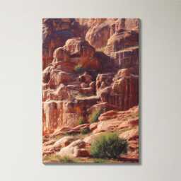Petra Treasury 3 Panel Split Canvas Wall Art Ancient Rose-Red Rock Jordan Desert Landscape Oil Painting Framed Home Decor - thumbnail 4