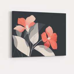 Coral Pink Blossom Floral Illustration Dark Botanical Elegance Canvas Wall Art Print Decor Picture Ready To Hang - thumbnail 4