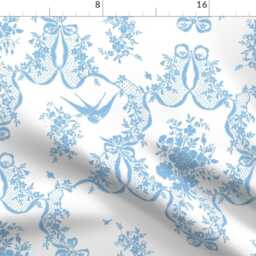 Decorative Toile Throw Blanket - Floral Birds Pale Blue Damask Botanical Nature Willa Neptune 1 By Lilyoake - thumbnail 4