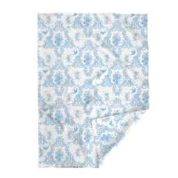 Decorative Toile Throw Blanket - Floral Birds Pale Blue Damask Botanical Nature Willa Neptune 1 By Lilyoake - thumbnail 2
