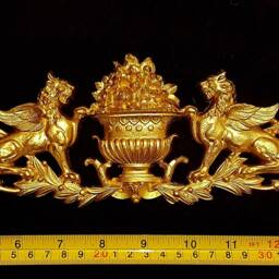 Large Gilt Or White French Antique Empire Style Decorative Wall Furniture Moulding Pediment Plastic Decoration - thumbnail 3