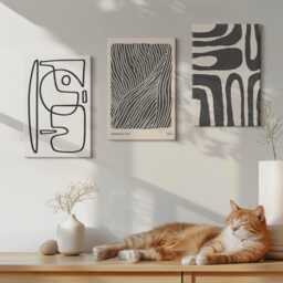 Canvas Set Of 3 Wall Art - Patterns With Lines & Textures On A Light Background, Black White Art, Abstract Decor - thumbnail 3