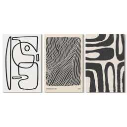 Canvas Set Of 3 Wall Art - Patterns With Lines & Textures On A Light Background, Black White Art, Abstract Decor - thumbnail 2