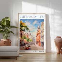 Buenos Aires Travel Poster, Argentina Print, Art, Colourful Decor, Gift - thumbnail 3