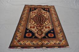 5.8 X 3.8 Afghan Tribal Kazak Area Ruh Blue Design Hand Knotted Rug Turkmen Handmade Oriental Living Room - thumbnail 1