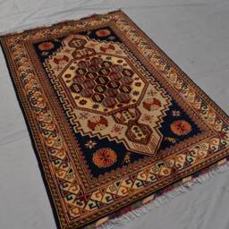 5.8 X 3.8 Afghan Tribal Kazak Area Ruh Blue Design Hand Knotted Rug Turkmen Handmade Oriental Living Room - thumbnail 2