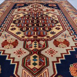 5.8 X 3.8 Afghan Tribal Kazak Area Ruh Blue Design Hand Knotted Rug Turkmen Handmade Oriental Living Room - thumbnail 3