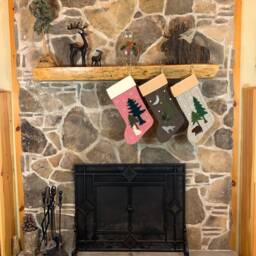 Personalized Wool Christmas Stocking Rustic Woodland Bear - thumbnail 4