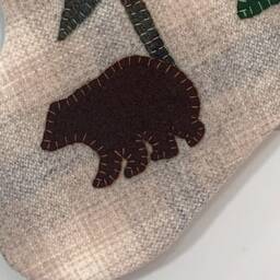 Personalized Wool Christmas Stocking Rustic Woodland Bear - thumbnail 3