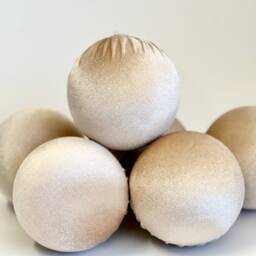Tan Velvet Christmas Balls Handmade Holiday Ornaments, Set Of 6 - thumbnail 3