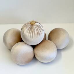 Tan Velvet Christmas Balls Handmade Holiday Ornaments, Set Of 6 - thumbnail 4