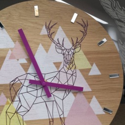 Large Wood Wall Clock, Oak, 13, 19Inch, Geometric Unique Wall Pink Hands, Modern Silent, Decor, Mirror - thumbnail 3