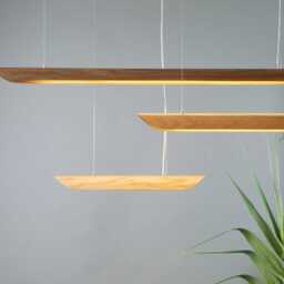 Handcrafted Linear Lighting Pendant For Kitchen-And-Dining - Wood Chandelier Walnut Track Light Fixtures Island Canoe - thumbnail 4