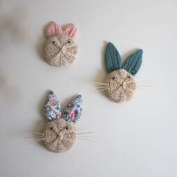 Rattan Pig Trophy Children's Wall Decoration - Baby Shower Gift Idea - thumbnail 3