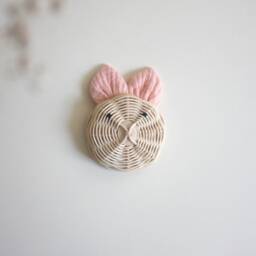 Rattan Pig Trophy Children's Wall Decoration - Baby Shower Gift Idea - thumbnail 1