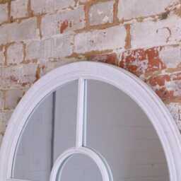 Panna Window Style Wall Mirror Rustic White Frame - thumbnail 4