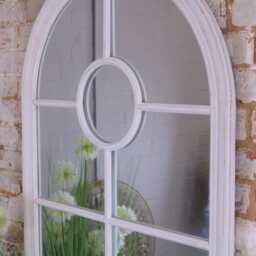 Panna Window Style Wall Mirror Rustic White Frame - thumbnail 2
