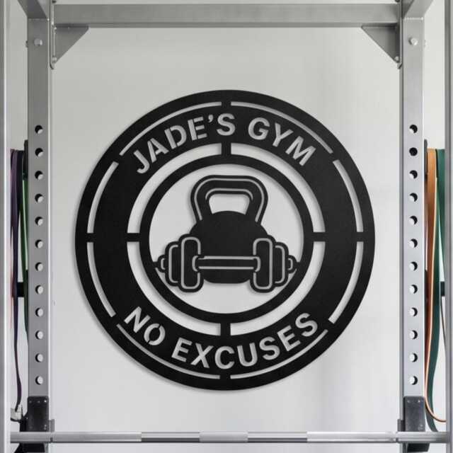 Personalised Gym Sign, Custom Gifts For Her Him, Fitness Center Bodybuilder Wall Hanging, Weightlifting Workout Room Home Gym, Barbell - image 1